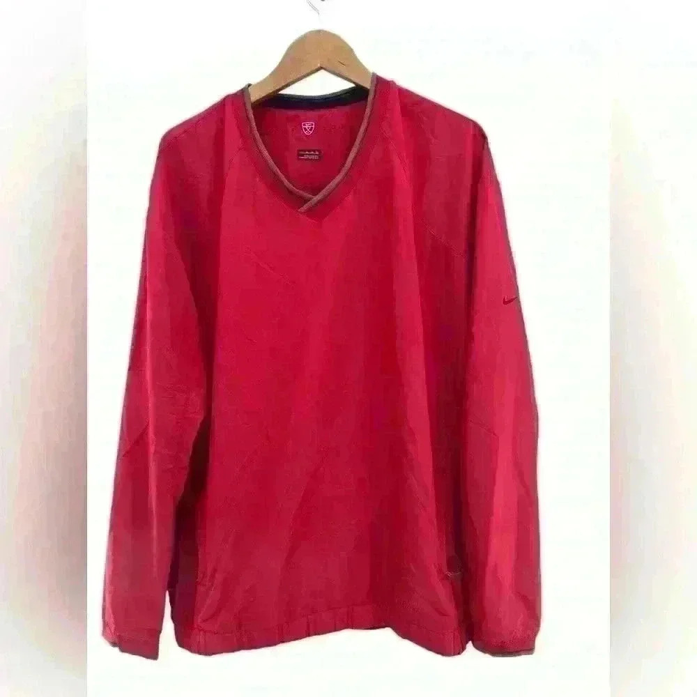 NIKE Golf Men’s Clima Fit Pullover Windbreaker Jacket Red Size XL